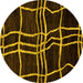 Round Abstract Yellow Modern Rug, abs62yw