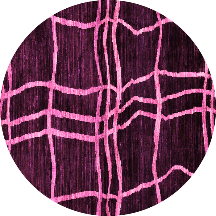 Round Abstract Pink Modern Rug, abs62pnk