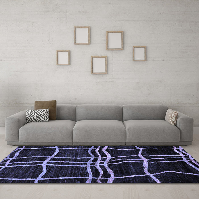 Machine Washable Abstract Blue Modern Rug in a Living Room, wshabs62blu