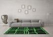 Machine Washable Abstract Emerald Green Modern Area Rugs in a Living Room,, wshabs62emgrn