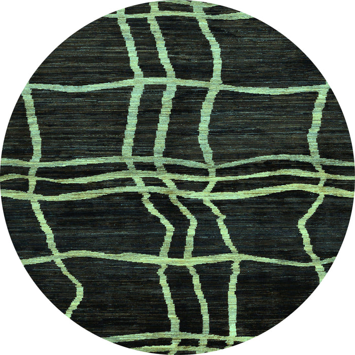 Round Abstract Light Blue Modern Rug, abs62lblu