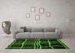 Machine Washable Abstract Green Modern Area Rugs in a Living Room,, wshabs62grn