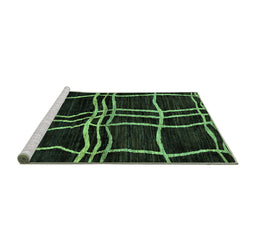 Sideview of Machine Washable Abstract Turquoise Modern Area Rugs, wshabs62turq