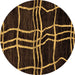 Round Machine Washable Abstract Brown Modern Rug, wshabs62brn