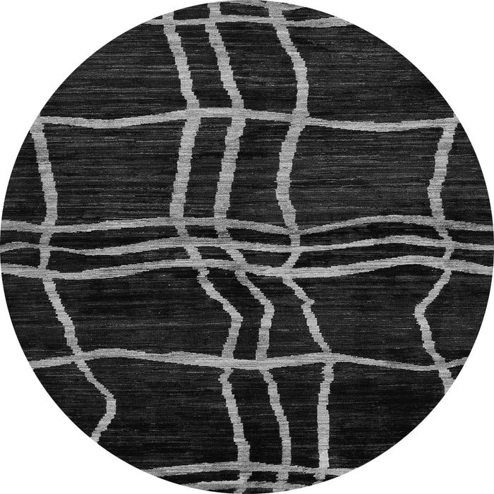 Round Machine Washable Abstract Gray Modern Rug, wshabs62gry