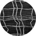 Round Machine Washable Abstract Gray Modern Rug, wshabs62gry