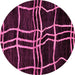 Round Machine Washable Abstract Pink Modern Rug, wshabs62pnk