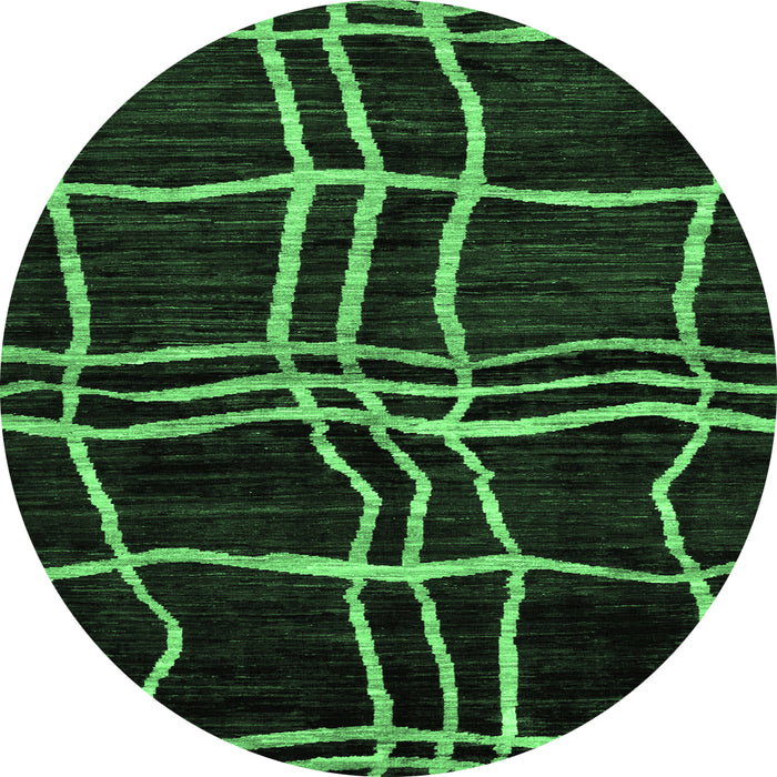 Round Abstract Emerald Green Modern Rug, abs62emgrn