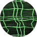 Round Abstract Emerald Green Modern Rug, abs62emgrn