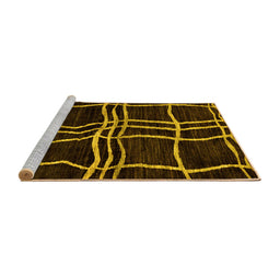 Sideview of Machine Washable Abstract Yellow Modern Rug, wshabs62yw