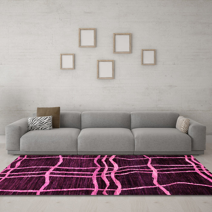 Machine Washable Abstract Pink Modern Rug in a Living Room, wshabs62pnk