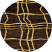 Round Machine Washable Abstract Dark Bisque Brown Rug, wshabs62