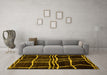 Machine Washable Abstract Yellow Modern Rug in a Living Room, wshabs62yw