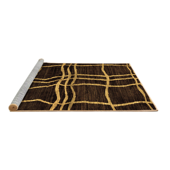 Sideview of Machine Washable Abstract Brown Modern Rug, wshabs62brn