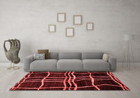 Machine Washable Abstract Red Modern Rug, wshabs62red