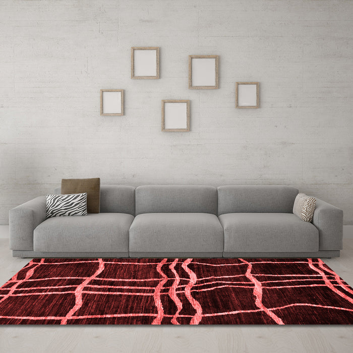 Modern Red Washable Rugs
