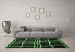 Machine Washable Abstract Turquoise Modern Area Rugs in a Living Room,, wshabs62turq