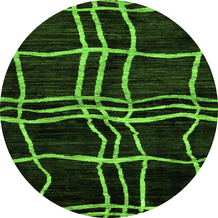 Round Abstract Green Modern Rug, abs62grn