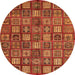 Round Southwestern Orange Country Rug, abs630org