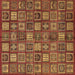 Square Machine Washable Southwestern Brown Country Rug, wshabs630brn