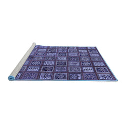 Sideview of Machine Washable Southwestern Blue Country Rug, wshabs630blu
