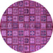 Round Machine Washable Southwestern Purple Country Area Rugs, wshabs630pur