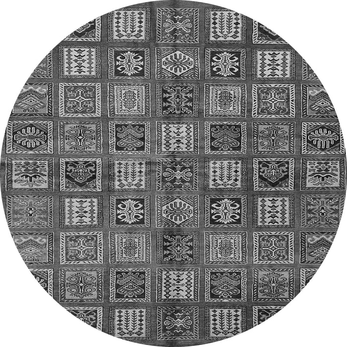 Round Southwestern Gray Country Rug, abs630gry
