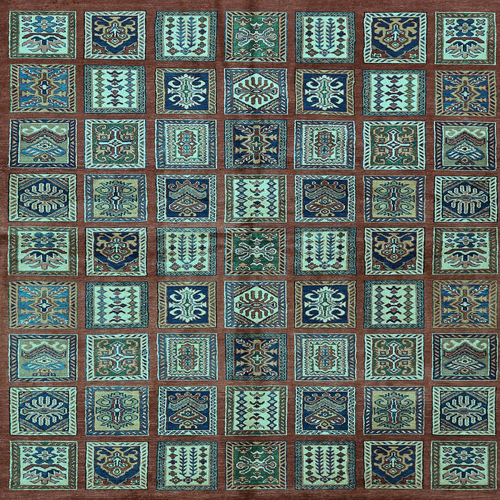 Square Machine Washable Southwestern Light Blue Country Rug, wshabs630lblu