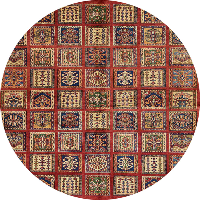 Round Machine Washable Abstract Tomato Red Rug, wshabs630