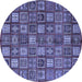 Round Southwestern Blue Country Rug, abs630blu