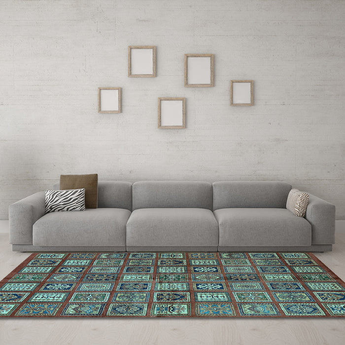 Machine Washable Southwestern Light Blue Country Rug in a Living Room, wshabs630lblu