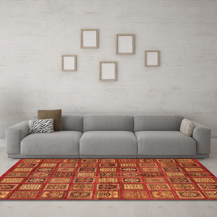 Machine Washable Southwestern Orange Country Area Rugs in a Living Room, wshabs630org