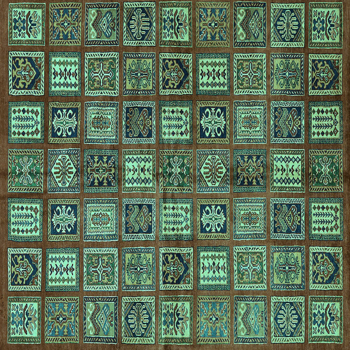 Square Southwestern Turquoise Country Rug, abs630turq