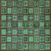 Square Southwestern Turquoise Country Rug, abs630turq