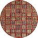 Round Abstract Red Southwestern Rug, abs630