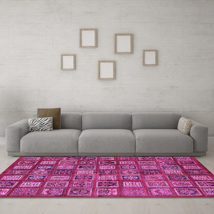 Machine Washable Southwestern Pink Country Rug in a Living Room, wshabs630pnk