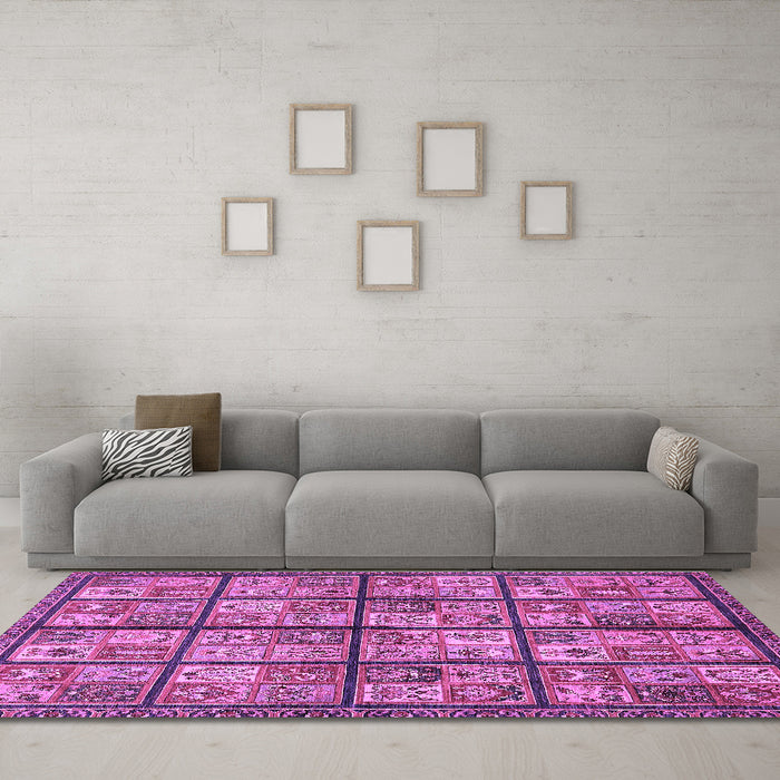 Machine Washable Abstract Purple Modern Area Rugs in a Living Room, wshabs631pur
