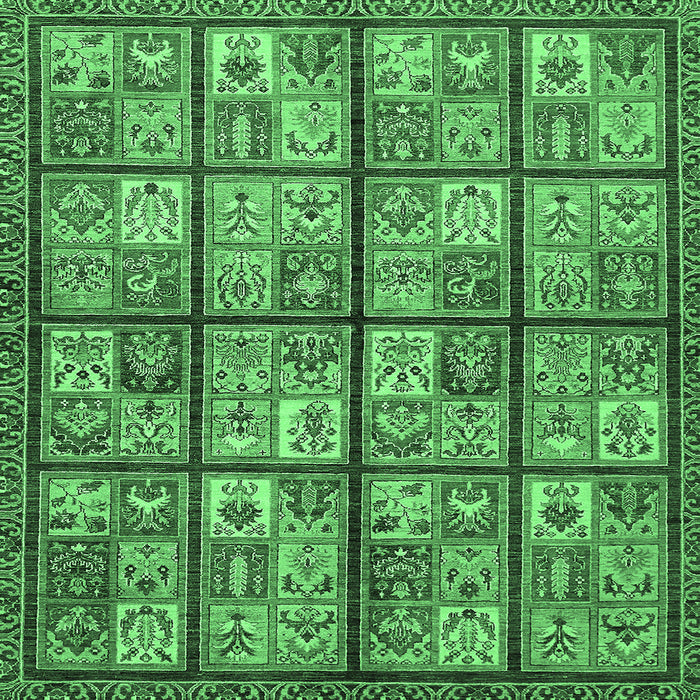 Square Machine Washable Abstract Emerald Green Modern Area Rugs, wshabs631emgrn