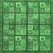 Square Machine Washable Abstract Emerald Green Modern Area Rugs, wshabs631emgrn