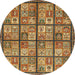 Round Abstract Metallic Gold Modern Rug, abs631