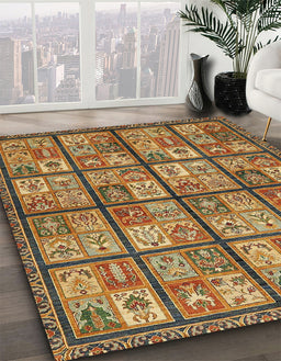 Machine Washable Abstract Metallic Gold Rug in a Family Room, wshabs631