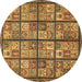 Round Abstract Brown Modern Rug, abs631brn