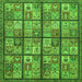 Square Machine Washable Abstract Green Modern Area Rugs, wshabs631grn