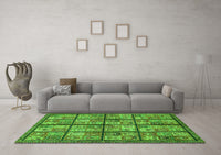 Machine Washable Abstract Green Modern Rug, wshabs631grn