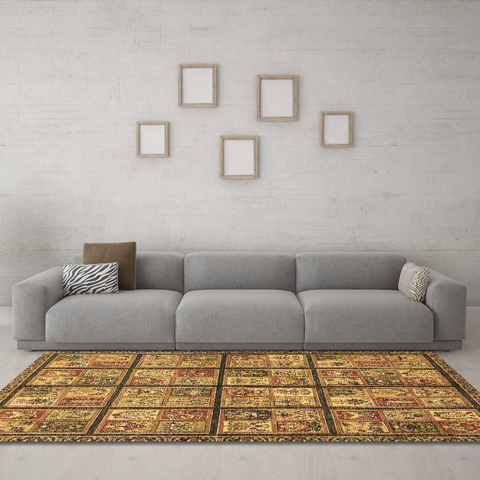 Machine Washable Abstract Brown Modern Rug in a Living Room,, wshabs631brn
