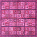 Square Machine Washable Abstract Pink Modern Rug, wshabs631pnk