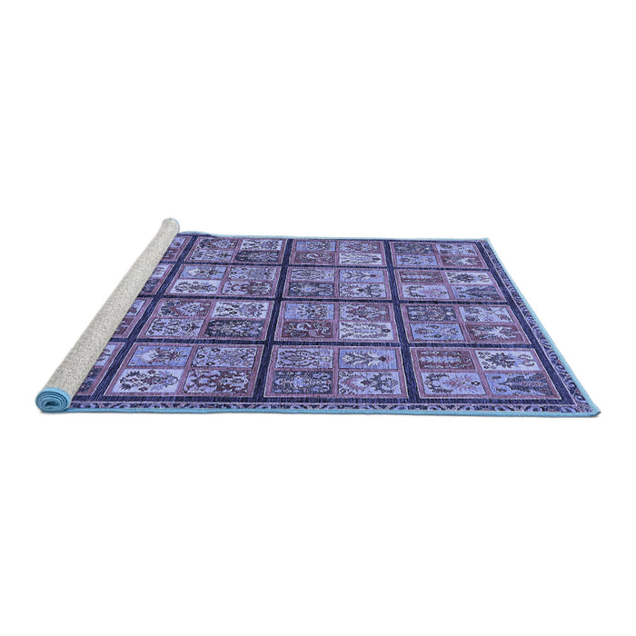 Sideview of Machine Washable Abstract Blue Modern Rug, wshabs631blu