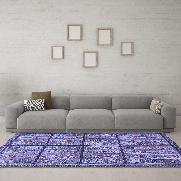 Machine Washable Abstract Blue Modern Rug in a Living Room, wshabs631blu