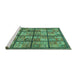 Sideview of Machine Washable Abstract Turquoise Modern Area Rugs, wshabs631turq