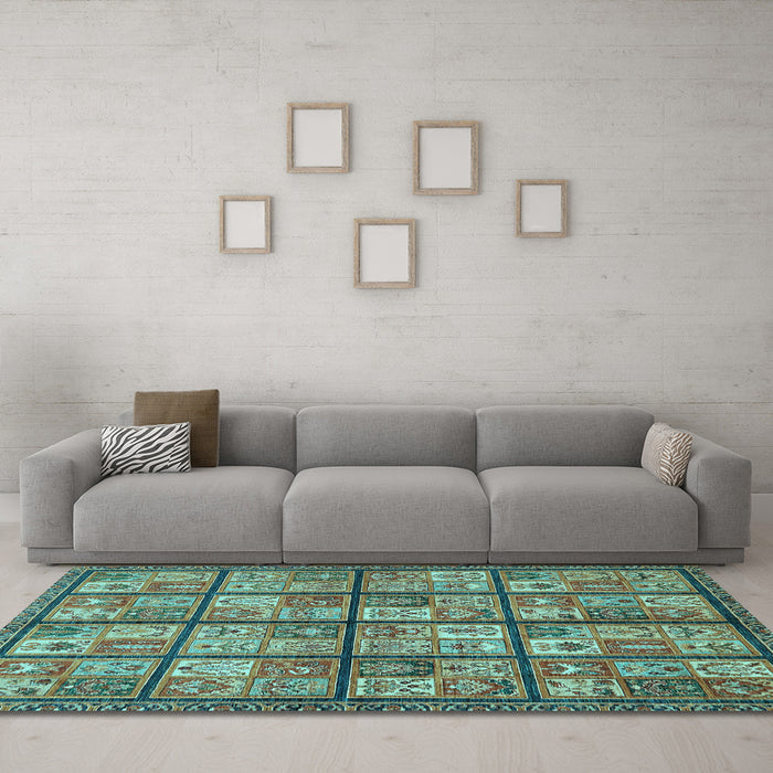 Machine Washable Abstract Light Blue Modern Rug in a Living Room, wshabs631lblu